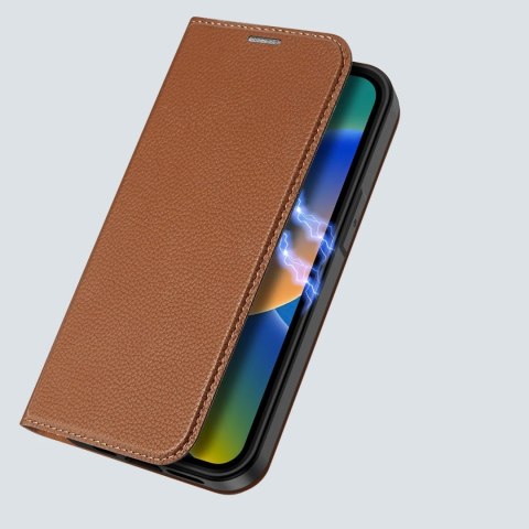 Etui Dux Ducis Skin X2 do iPhone 14 Pro Max pokrowiec z magnetyczną klapką brązowy