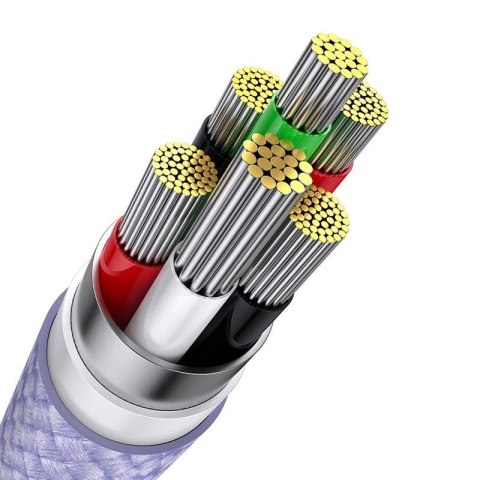 Kabel USB 3w1 Baseus Flash Series, USB-C + micro USB + Lightning, 100W, 1.2m (fioletowy)