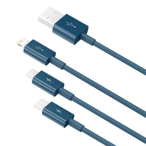 Kabel USB 3w1 Baseus Superior Series, USB do micro USB / USB-C / Lightning, 3.5A, 1.2m (niebieski)