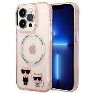 Etui na telefon Karl Lagerfeld KLHMP14XHKCP do Apple iPhone 14 Pro Max 6,7" hardcase różowy/pink Karl & Choupette Aluminium Mags