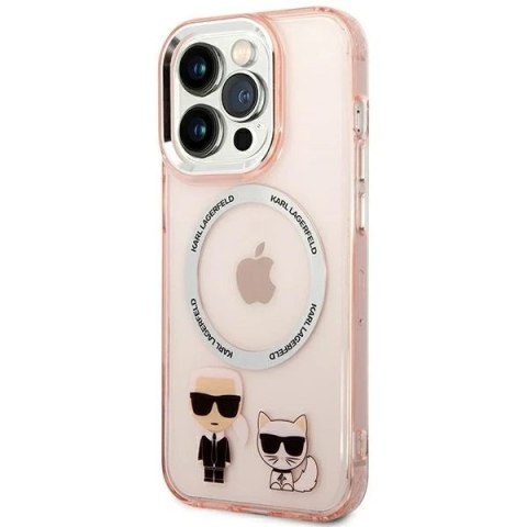 Etui na telefon Karl Lagerfeld KLHMP14XHKCP do Apple iPhone 14 Pro Max 6,7" hardcase różowy/pink Karl & Choupette Aluminium Mags