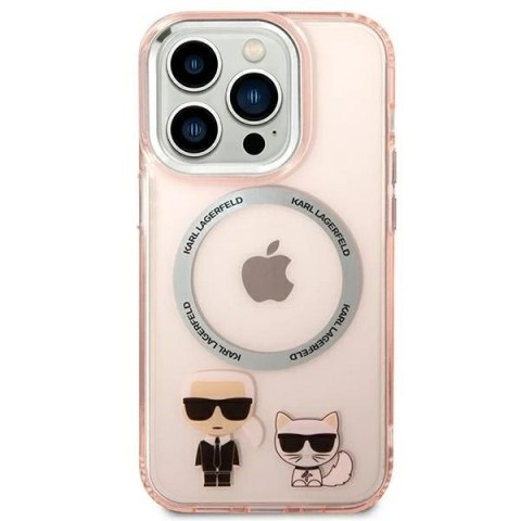 Etui na telefon Karl Lagerfeld KLHMP14XHKCP do Apple iPhone 14 Pro Max 6,7" hardcase różowy/pink Karl & Choupette Aluminium Mags