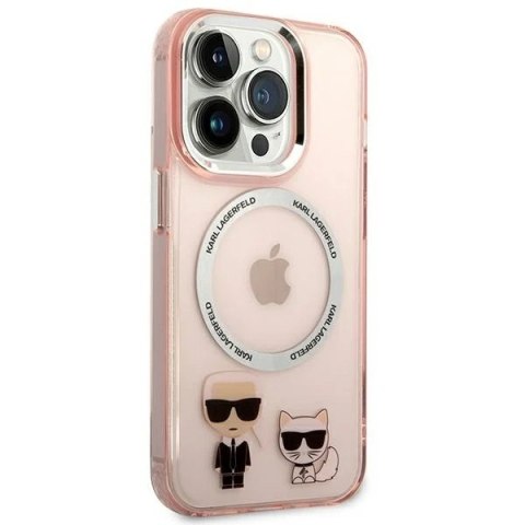 Etui na telefon Karl Lagerfeld KLHMP14XHKCP do Apple iPhone 14 Pro Max 6,7" hardcase różowy/pink Karl & Choupette Aluminium Mags