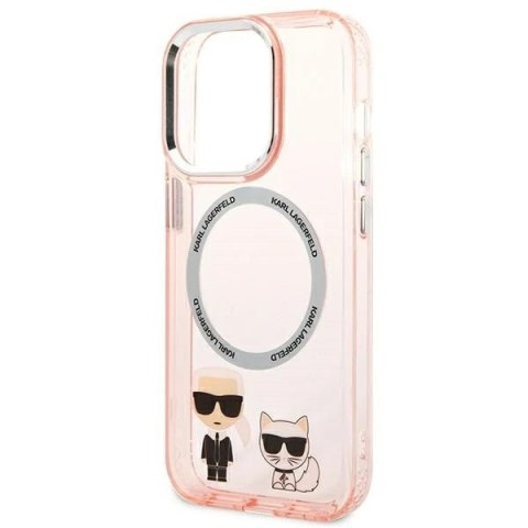 Etui na telefon Karl Lagerfeld KLHMP14XHKCP do Apple iPhone 14 Pro Max 6,7" hardcase różowy/pink Karl & Choupette Aluminium Mags