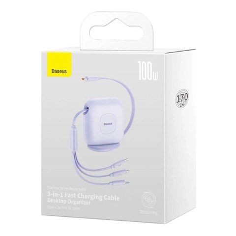 Kabel USB Baseus Fabric 3w1 USB-C / Lightning / Micro 3,5A 1,7m (szary)