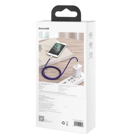 Kabel USB do Lightning Baseus Cafule, 2.4A, 2m (fioletowy)