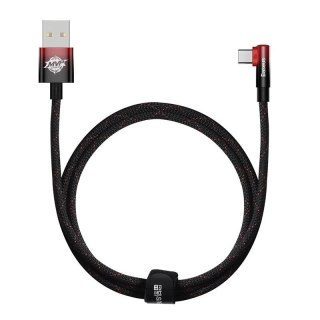 Kabel USB do USB-C kątowy Baseus Elbow 1m 100W (czarno-czerwony)
