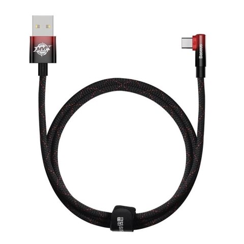 Kabel USB do USB-C kątowy Baseus Elbow 1m 100W (czarno-czerwony)