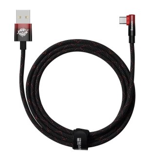 Kabel USB do USB-C kątowy Baseus Elbow 2m 100W (czarno-czerwony)
