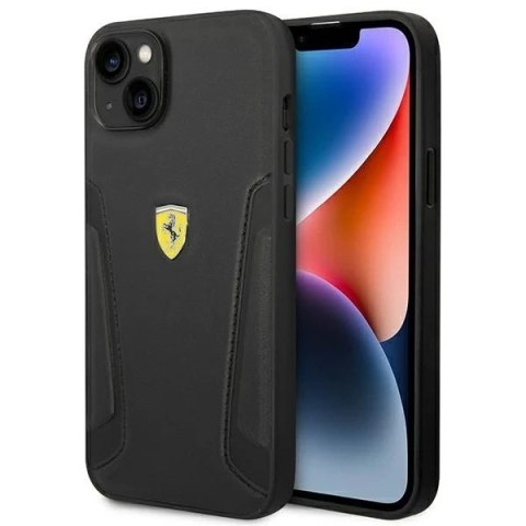 Eti na telefon Ferrari FEHCP14SRBUK do Apple iPhone 14 6,1" czarny/black hardcase Leather Stamp Sides