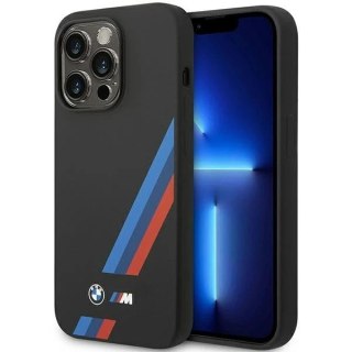 Etui na telefon BMW BMHCP14X22SOTK do Apple iPhone 14 Pro Max 6,7" czarny/black Silicone Slanted Sttripes
