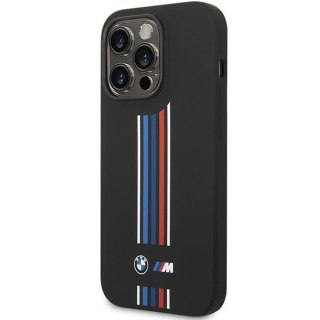 Etui na telefon BMW BMHCP14X22SWTK do Apple iPhone 14 Pro Max 6,7" czarny/black Silicone Vertical Tricolor Lines