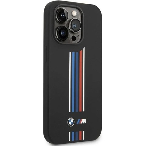 Etui na telefon BMW BMHCP14X22SWTK do Apple iPhone 14 Pro Max 6,7" czarny/black Silicone Vertical Tricolor Lines