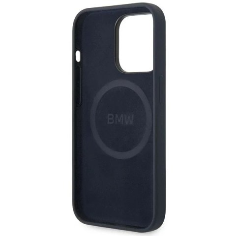Etui na telefon BMW BMHMP14XSILNA do Apple iPhone 14 Pro Max 6,7" granatowy/navy Silicone Metal Logo MagSafe