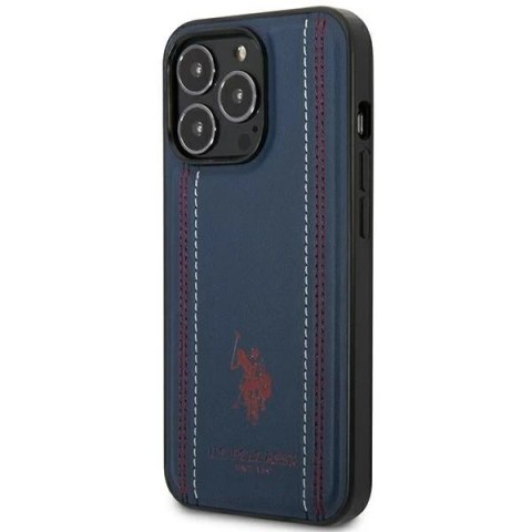 Etui na telefon US Polo USHCP14XPFAV do Apple iPhone 14 Pro Max 6,7" granatowy/navy blue Leather Stitch
