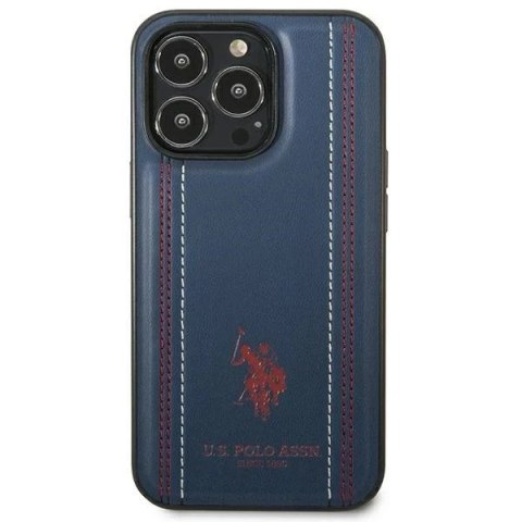 Etui na telefon US Polo USHCP14XPFAV do Apple iPhone 14 Pro Max 6,7" granatowy/navy blue Leather Stitch