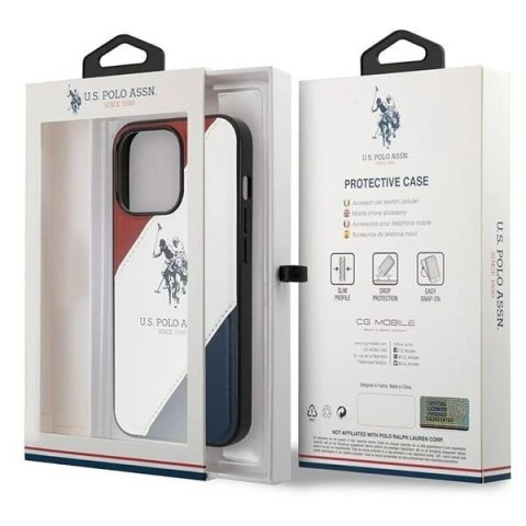Etui na telefon US Polo USHCP14XPSO3 do Apple iPhone 14 Pro Max 6,7" biały/white Tricolor Embossed