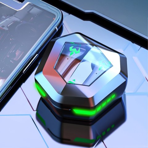 Słuchawki bezprzewodowe Bluetooth 5.2 Alogy TWS 9D EarPhones z stacja dokująca z mikrofon PowerBank dla graczy Czarne