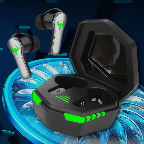 Słuchawki bezprzewodowe Bluetooth 5.2 Alogy TWS 9D EarPhones z stacja dokująca z mikrofon PowerBank dla graczy Czarne