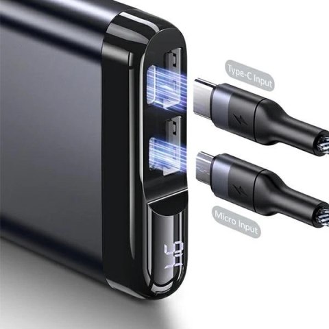 USAMS Powerbank PB55 10000mAh 2xUSB wyświetlacz LED szary/grey 10KCD14801 (US-CD148) aluminium