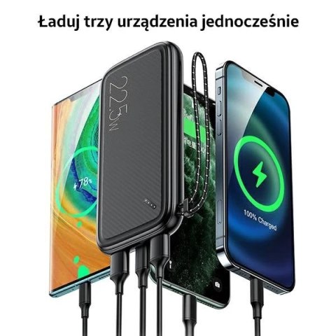 USAMS Powerbank PB56 10000mAh 22.5W 2xQC3.0+PD Fast Charge czarny/black 10KCD15101 (US-CD151)