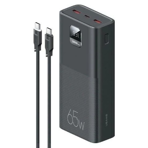 USAMS Powerbank PB68 30000mAh 65W QC3.0+PD Fast Charge + kabel USB-C/USB-C 100W czarny/black ATXLOGTC01 (US-CD185)