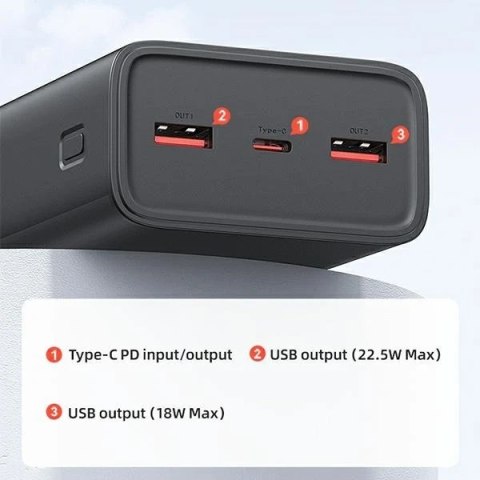USAMS Powerbank PB68 30000mAh 65W QC3.0+PD Fast Charge + kabel USB-C/USB-C 100W czarny/black ATXLOGTC01 (US-CD185)