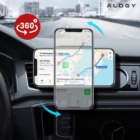 Uchwyt samochodowy 2w1 z ładowarką indukcyjna Alogy Airvent MagSafe QI Charger do MagSafe 15W do kratki Czarny