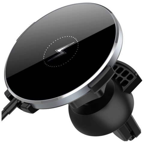 Uchwyt samochodowy 2w1 z ładowarką indukcyjna Alogy Airvent MagSafe QI Charger do MagSafe 15W do kratki Czarny