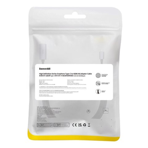 Baseus High Definition Series kabel adapter USB Typ C - HDMI 2.0 4K 60Hz 1m czarny (WKGQ010001)