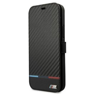 Etui na telefon BMW BMBKP13SPUCARTCBK do Apple iPhone 13 Mini 5,4" czarny/black bookcase M Collection PU Carbon Stripe