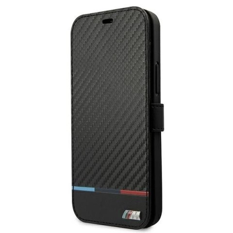 Etui na telefon BMW BMBKP13SPUCARTCBK do Apple iPhone 13 Mini 5,4" czarny/black bookcase M Collection PU Carbon Stripe