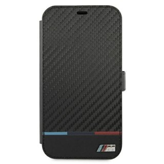 Etui na telefon BMW BMBKP13SPUCARTCBK do Apple iPhone 13 Mini 5,4" czarny/black bookcase M Collection PU Carbon Stripe