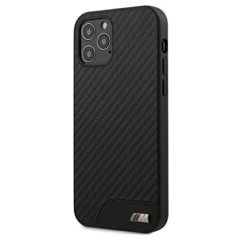 Etui na telefon BMW BMHCP12LCABBK do Apple iPhone 12 Pro Max 6,7" czarny/black hardcase M Collection PU Carbon