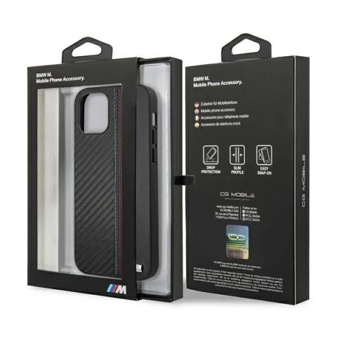 Etui na telefon BMW BMHCP12LMOCABK do Apple iPhone 12 Pro Max 6,7" czarny/black hardcase Carbon Tricolor