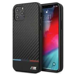 Etui na telefon BMW BMHCP12LPUCARTCBK do Apple iPhone 12 Pro Max 6,7" czarny/black hardcase M Collection PU Carbon Stripe