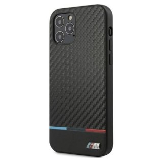 Etui na telefon BMW BMHCP12LPUCARTCBK do Apple iPhone 12 Pro Max 6,7" czarny/black hardcase M Collection PU Carbon Stripe