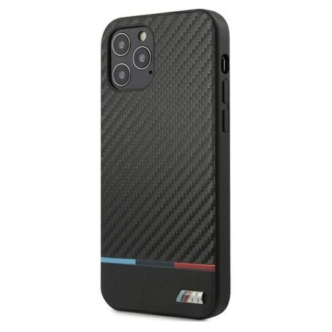 Etui na telefon BMW BMHCP12LPUCARTCBK do Apple iPhone 12 Pro Max 6,7" czarny/black hardcase M Collection PU Carbon Stripe