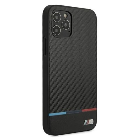 Etui na telefon BMW BMHCP12LPUCARTCBK do Apple iPhone 12 Pro Max 6,7" czarny/black hardcase M Collection PU Carbon Stripe