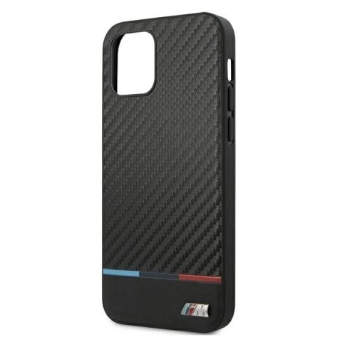 Etui na telefon BMW BMHCP12LPUCARTCBK do Apple iPhone 12 Pro Max 6,7" czarny/black hardcase M Collection PU Carbon Stripe