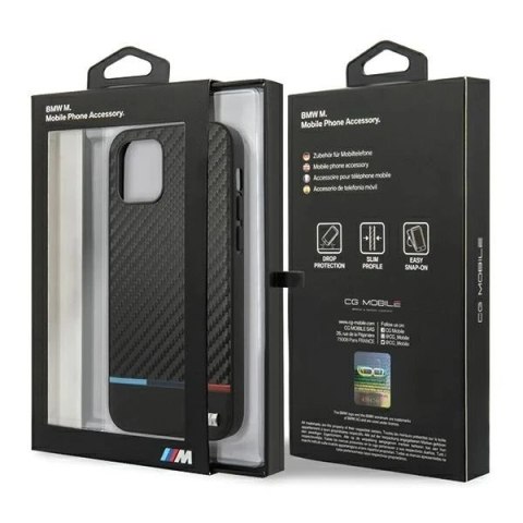 Etui na telefon BMW BMHCP12LPUCARTCBK do Apple iPhone 12 Pro Max 6,7" czarny/black hardcase M Collection PU Carbon Stripe