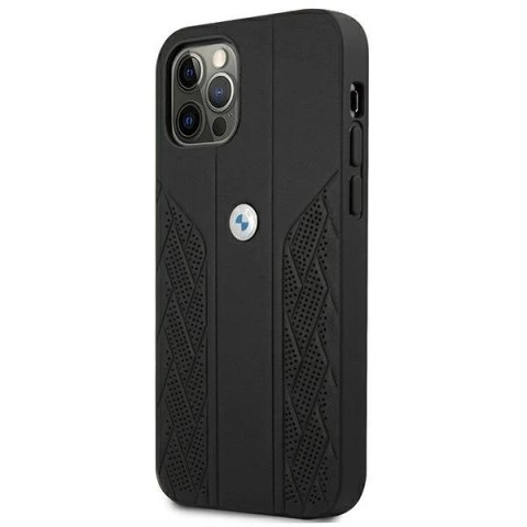 Etui na telefon BMW BMHCP12LRSPPK do Apple iPhone 12 Pro Max 6,7" czarny/black hardcase Leather Curve Perforate