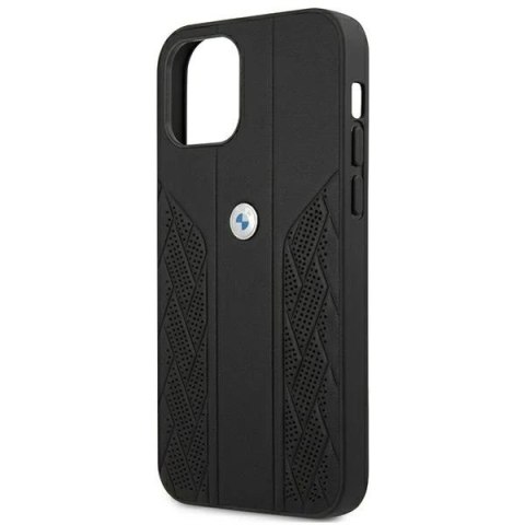 Etui na telefon BMW BMHCP12LRSPPK do Apple iPhone 12 Pro Max 6,7" czarny/black hardcase Leather Curve Perforate