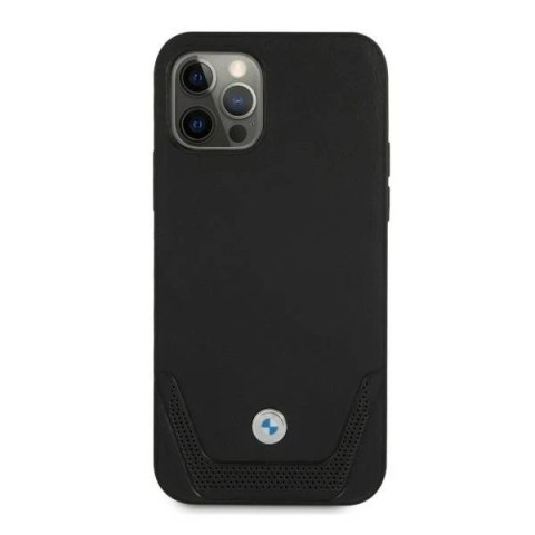 Etui na telefon BMW BMHCP12LRSWPK do Apple iPhone 12 Pro Max 6,7" czarny/black hardcase Leather Perforate