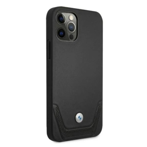 Etui na telefon BMW BMHCP12LRSWPK do Apple iPhone 12 Pro Max 6,7" czarny/black hardcase Leather Perforate