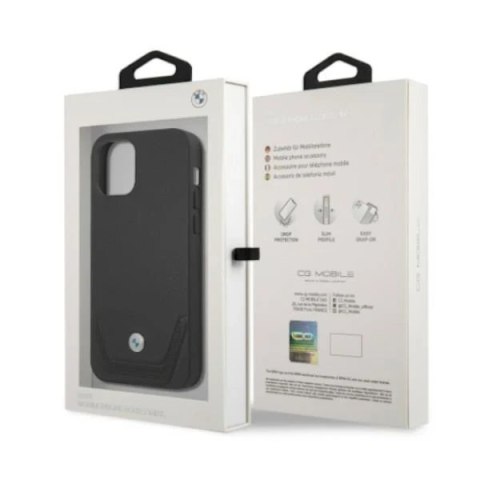 Etui na telefon BMW BMHCP12LRSWPK do Apple iPhone 12 Pro Max 6,7" czarny/black hardcase Leather Perforate