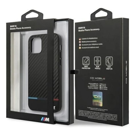 Etui na telefon BMW BMHCP12SPUCARTCBK do Apple iPhone 12 Mini 5,4" czarny/black hardcase M Collection PU Carbon Stripe