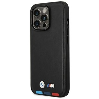 Etui na telefon BMW BMHCP14L22PTDK do Apple iPhone 14 Pro 6,1" czarny/black Leather Stamp Tricolor