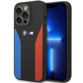 Etui na telefon BMW BMHCP14L22SCSK do Apple iPhone 14 Pro 6,1" czarny/black Silicone Blue&Red Stripes M Collection