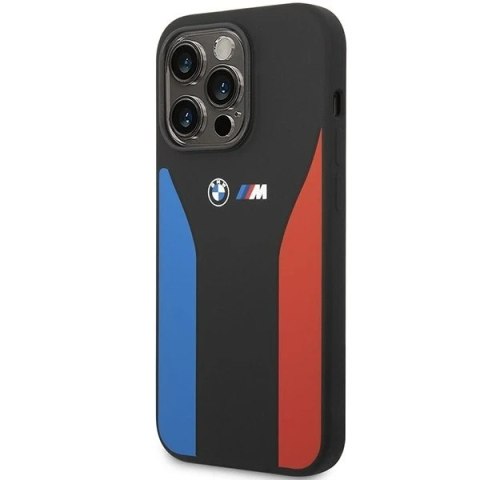 Etui na telefon BMW BMHCP14L22SCSK do Apple iPhone 14 Pro 6,1" czarny/black Silicone Blue&Red Stripes M Collection